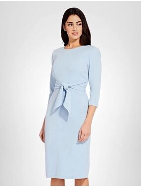$128 Adrianna Papell Knit Crepe Tie Waist Sheath Dress size 10